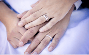 wedding rings of a couple